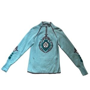 Aqua Green Half Zip Knit Sweater